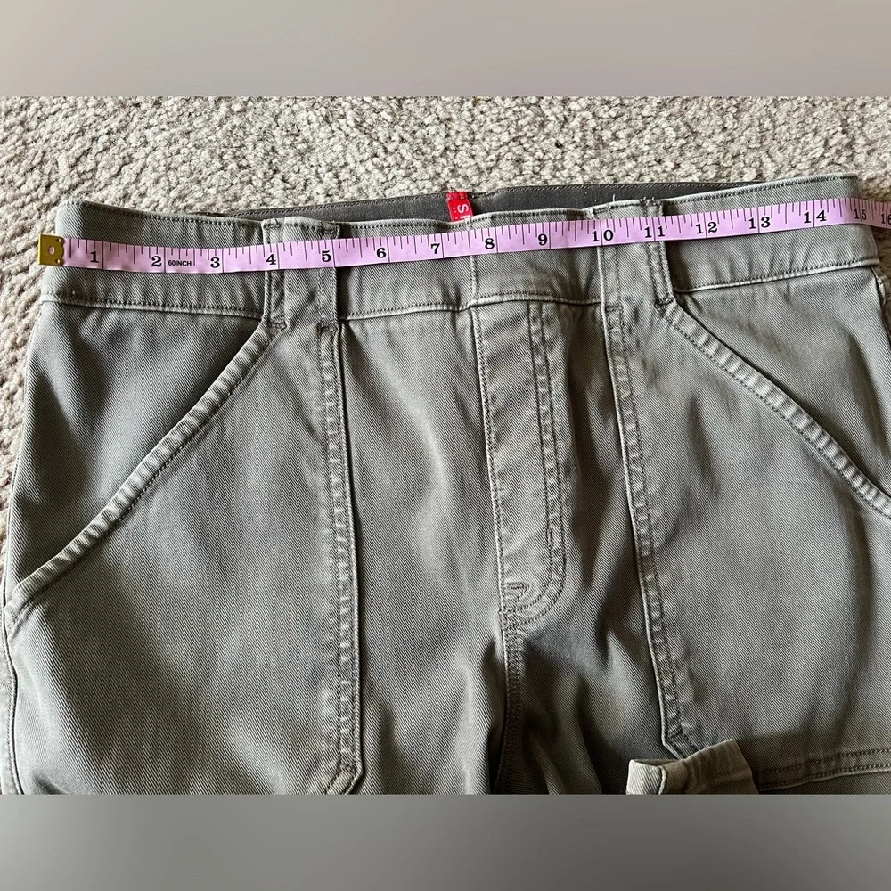 Spanx Stretch Twill Ankle Cargo Pull On Slimming Pants Sz XL in Army Green - Picture 13 of 16